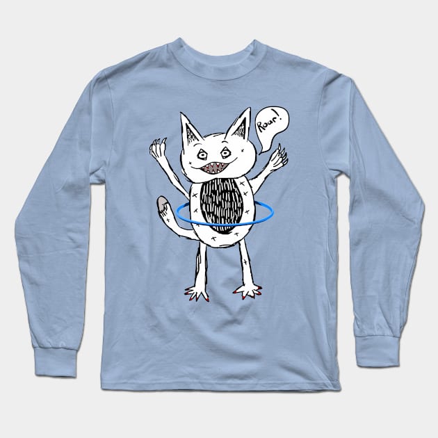 Cute Black and White Moster Long Sleeve T-Shirt by mailboxdisco